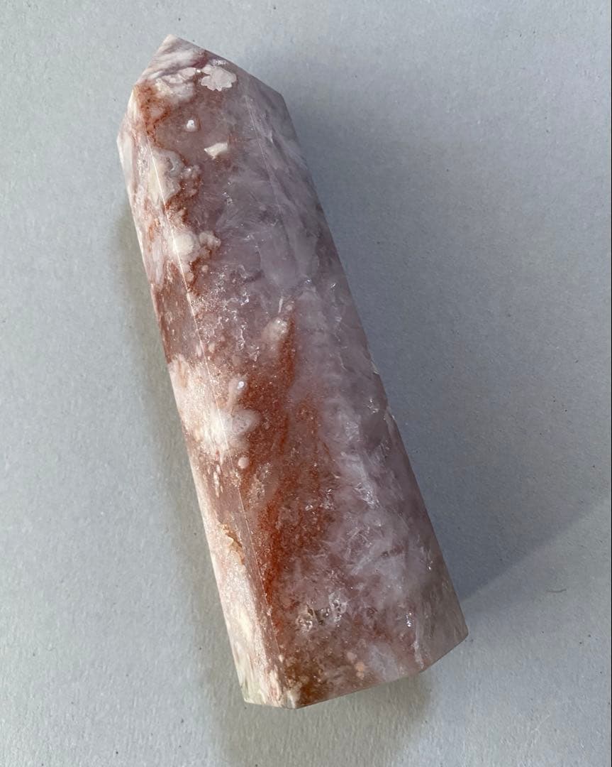 高品質ピンクアメジスト桜瑪瑙共生　ポイント　六角柱