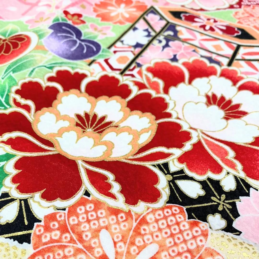 七五三 女の子 7歳 四つ身 着物 帯 筥迫 フルセット 古典 緑 BY10-4