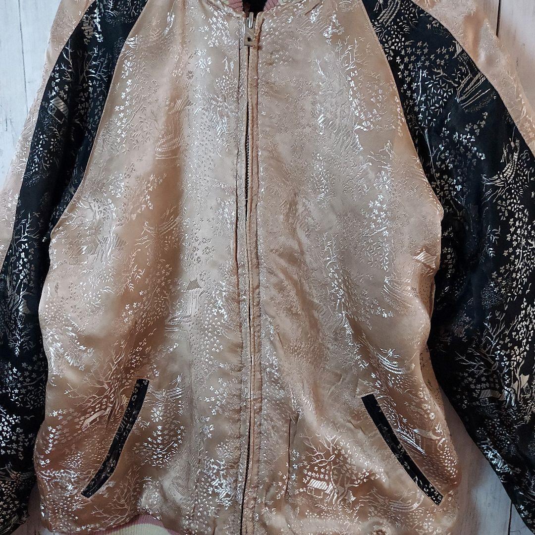 【百花繚乱】リバーシブル 全刺繍 桜 スカジャン M