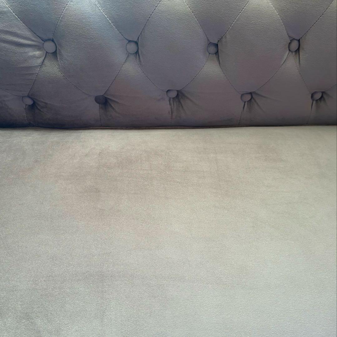 【美品】LOWYAベルベット調ソファ グレー