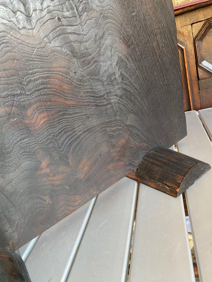 飾り板　木彫り　台座付　木製彫刻　置物　スタンド付　骨董　衝立　間仕切り