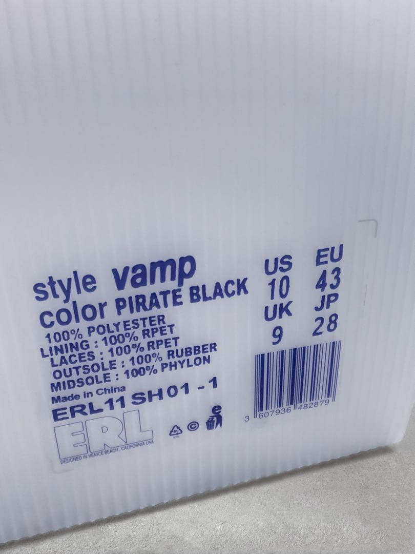 25AW ERL VAMPS ヴァンプス スニーカー 新品 ブラック 28cm