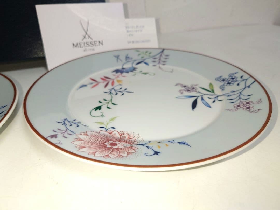 マイセンMEISSENオタフク100周年記念プレートペア お多福 ブルーオニオン