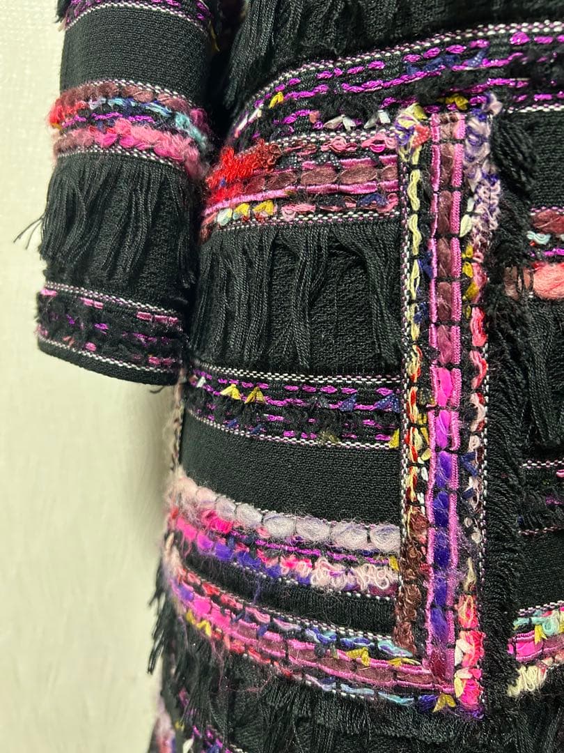 MALHIA KENT/銀座マギー/超高級生地/ツイードロングコート/フリンジ