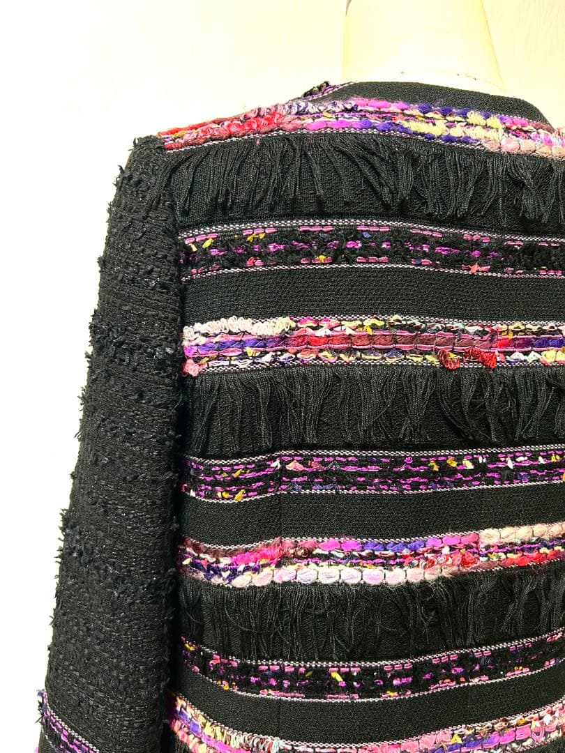 MALHIA KENT/銀座マギー/超高級生地/ツイードロングコート/フリンジ