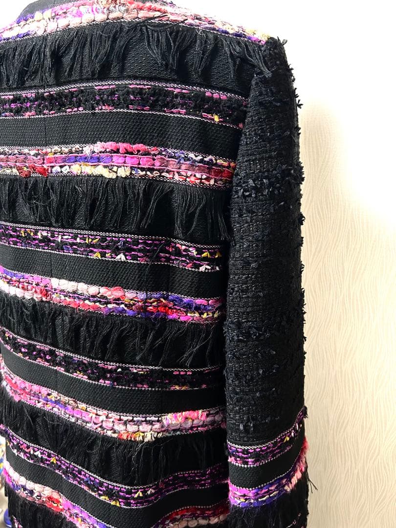 MALHIA KENT/銀座マギー/超高級生地/ツイードロングコート/フリンジ