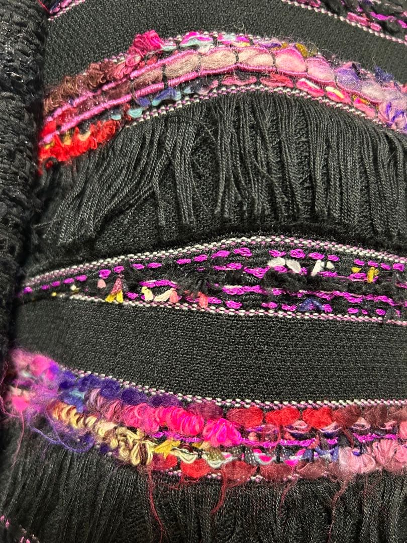 MALHIA KENT/銀座マギー/超高級生地/ツイードロングコート/フリンジ