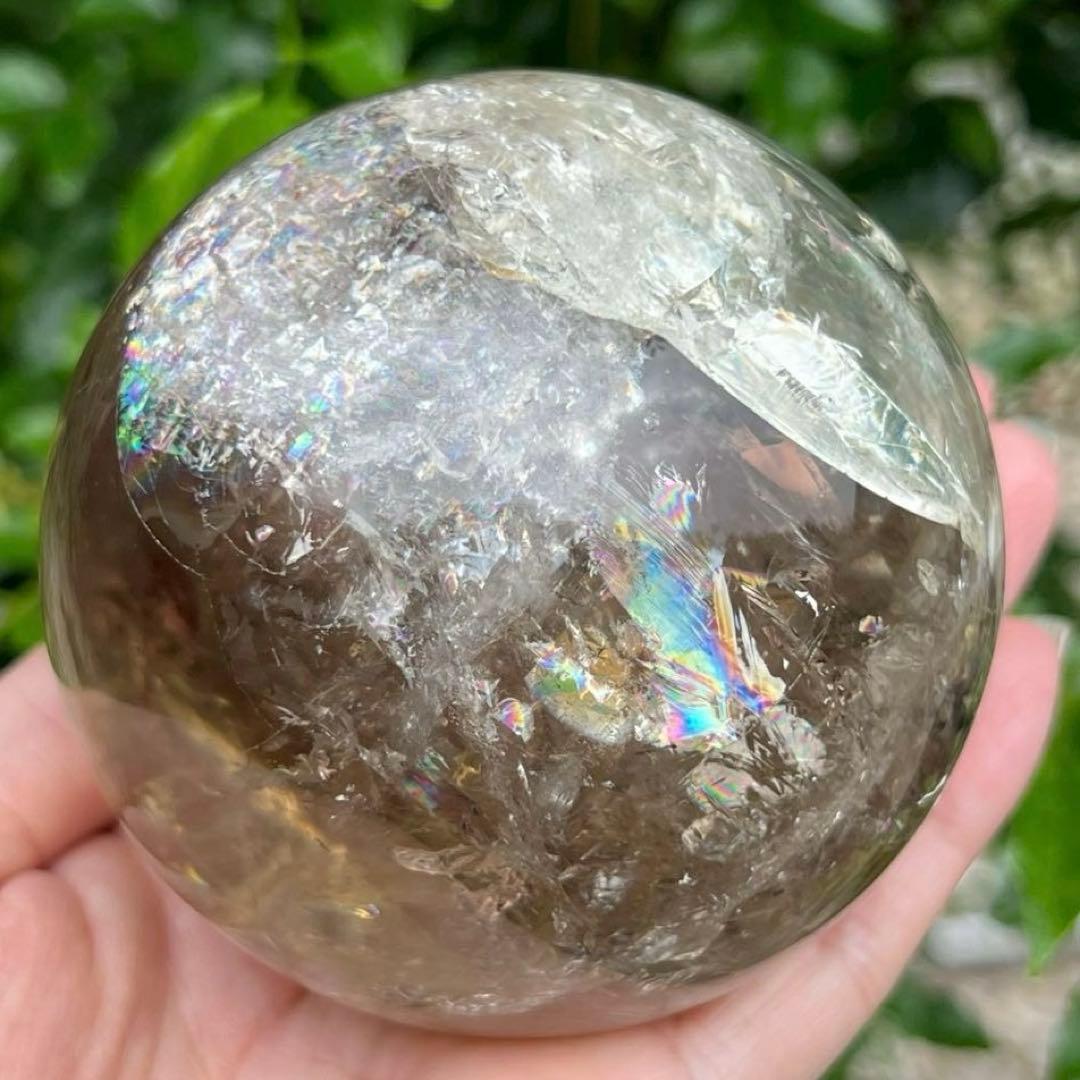 ✳️【幸運の石】✨綺麗な虹とファントム✨レインボー シトリン 丸玉 天然石 置物