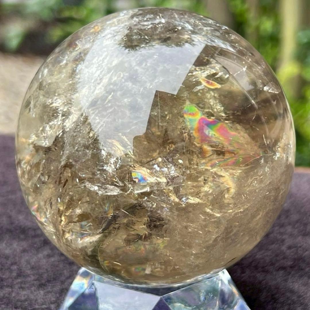 ✳️【幸運の石】✨綺麗な虹とファントム✨レインボー シトリン 丸玉 天然石 置物