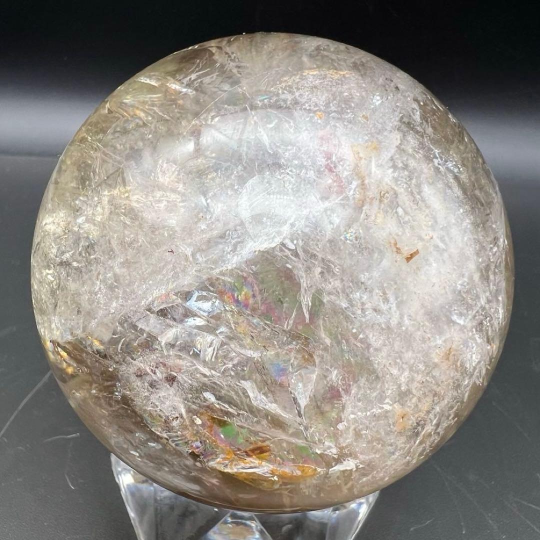 ✳️【幸運の石】✨綺麗な虹とファントム✨レインボー シトリン 丸玉 天然石 置物