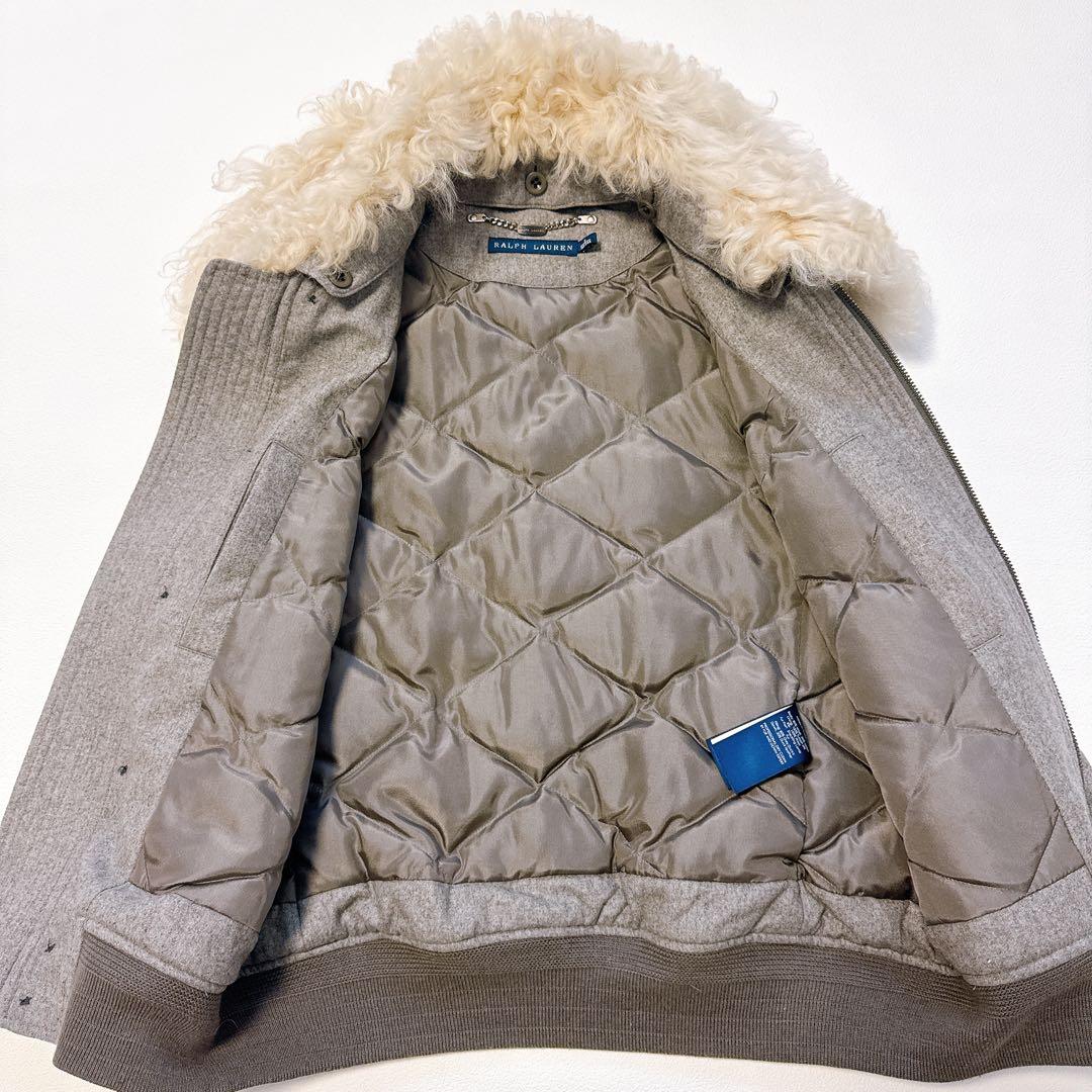 ラルフローレン　羊ファー付き ウールダウンベスト シルク裏地