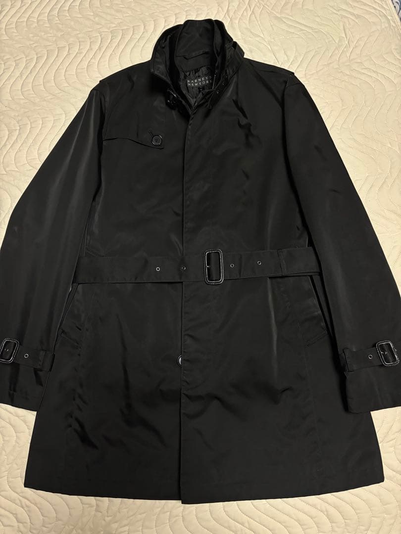 メンズトレンチコート　ビジネスコート　バーニーズニューヨーク　ライナー付　黒Ｌ