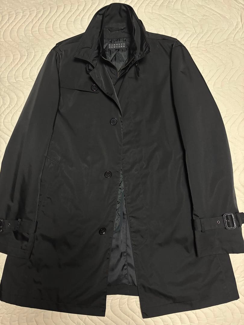 メンズトレンチコート　ビジネスコート　バーニーズニューヨーク　ライナー付　黒Ｌ