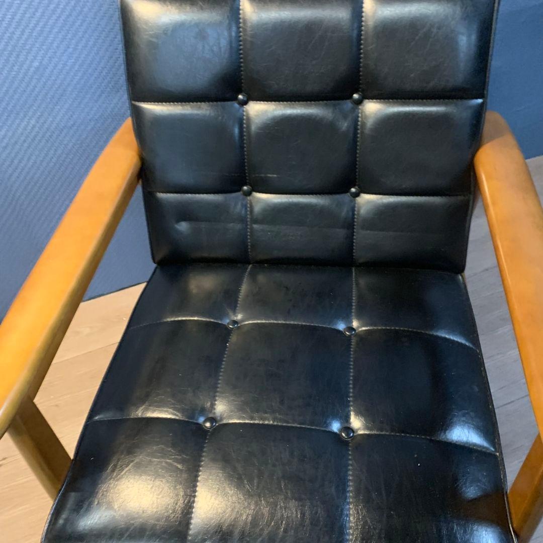 J391R\" kariomoku カリモク60一人掛けソファ オットマン付 BK