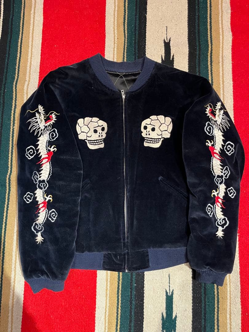 テーラー東洋 リバーシブル 別珍 souvenirjacketスカル蛇ネイビー