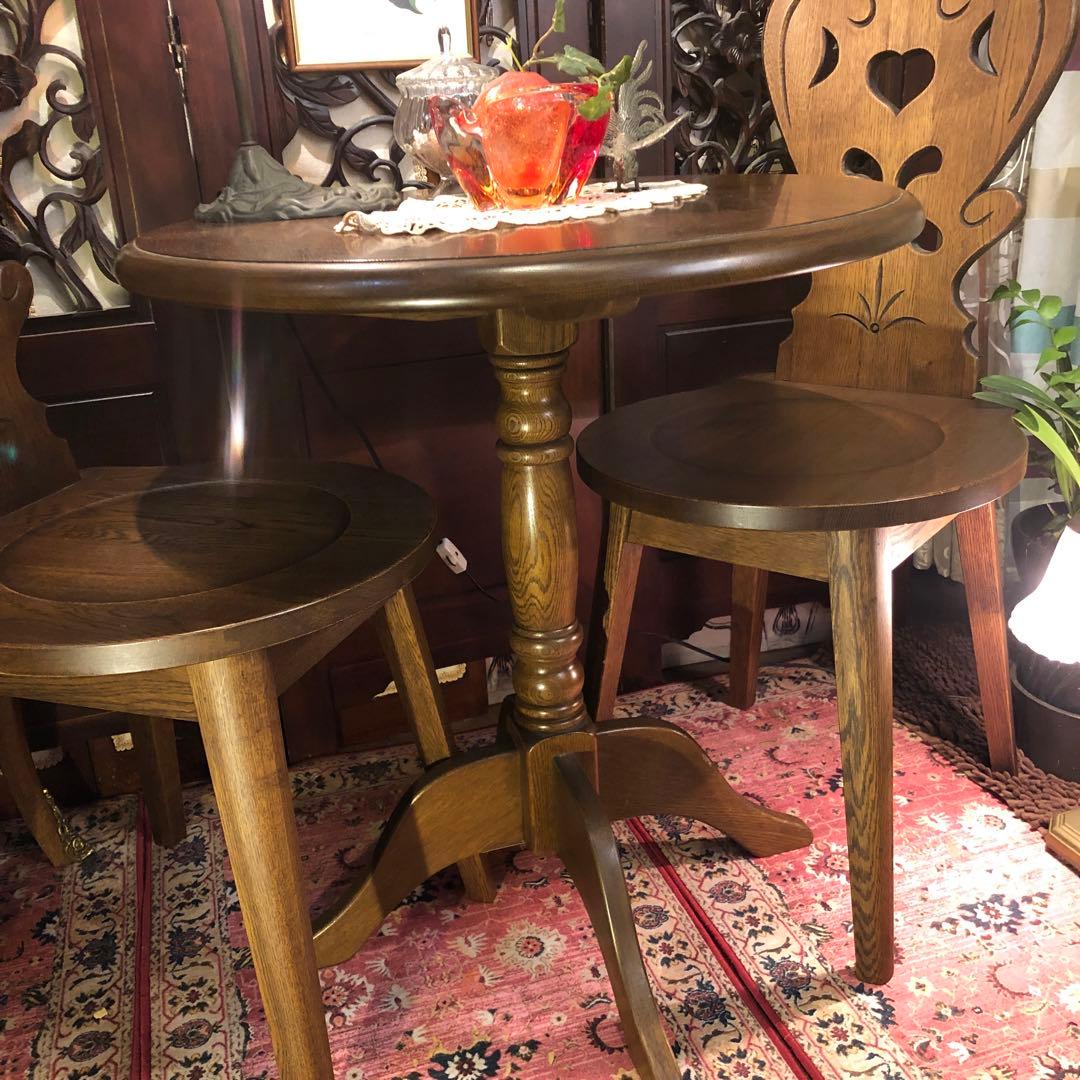 ８０年代　ブリティッシュアンティークST スピンドルコンパクト　ラウンドテーブル