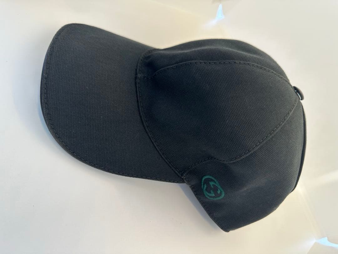 グッチ　キャップ　GG　シェリーライン　刺繍　M　コットン　ブラック　※K5