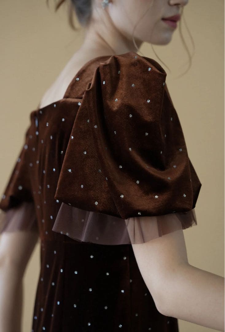 ワンピース acka bijou dot velours dress