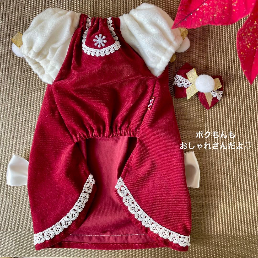 おしゃれさんワンピース　∞TuTu∞  クリスマス　犬服　ハンドメイド