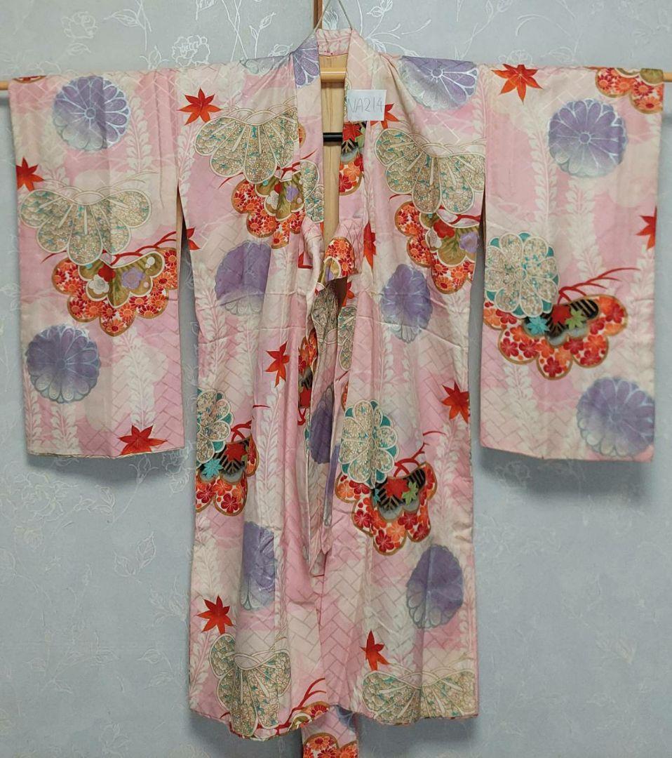 NA214アンティーク子供着物正絹3歳用しつけ糸着丈96センチ裄丈46センチ