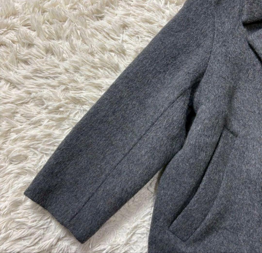 【美品】エンフォルド ウールリバーコート チェスターコクーン グレー×緑　36