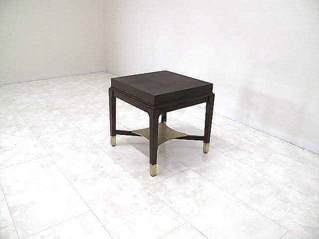 デッカホーム マホガニー無垢材サイドテーブル 真鍮脚 　 ナイトテーブル