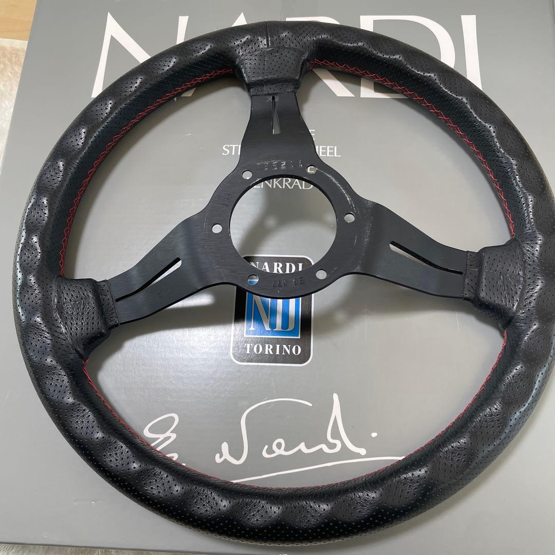 NARDI ステアリングホイール 3スポーク ブラック/レッド