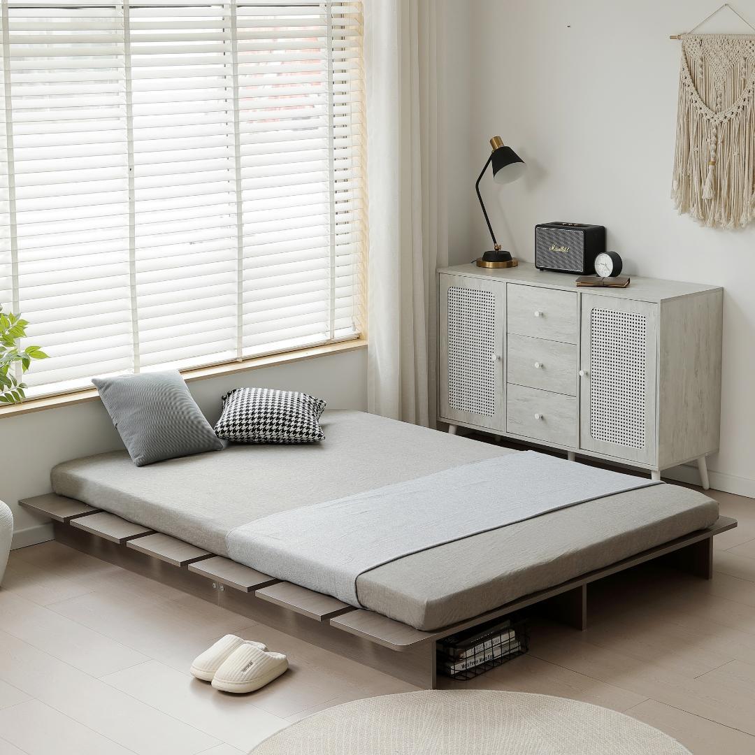 超人気！ベッド ローベッド 【幅160cm】 ベッドフレーム すのこ　GRAY