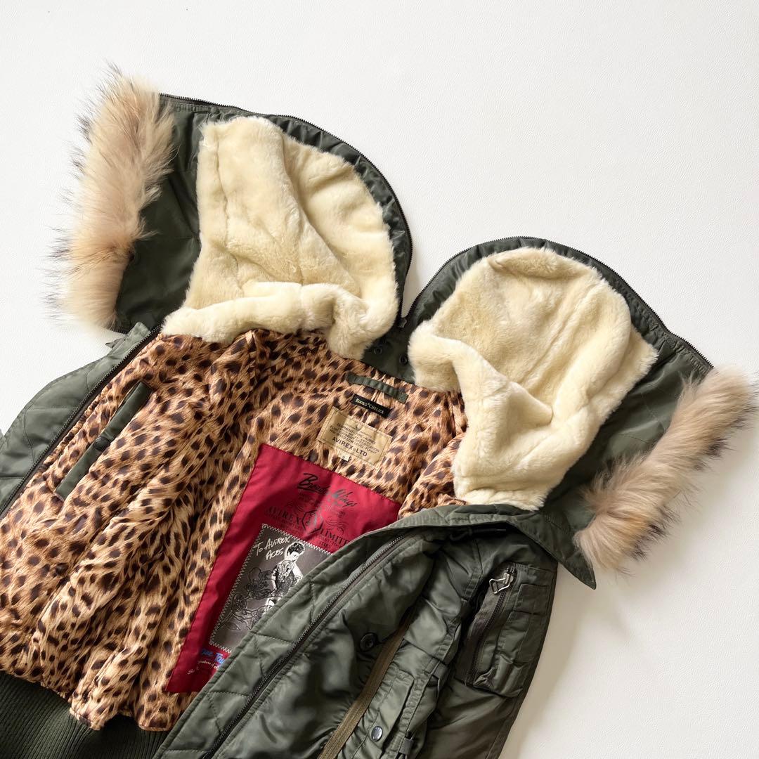 ▼00s y2k美品✨アヴィレックス ヒョウ柄 フライトジャケット N2B 短丈