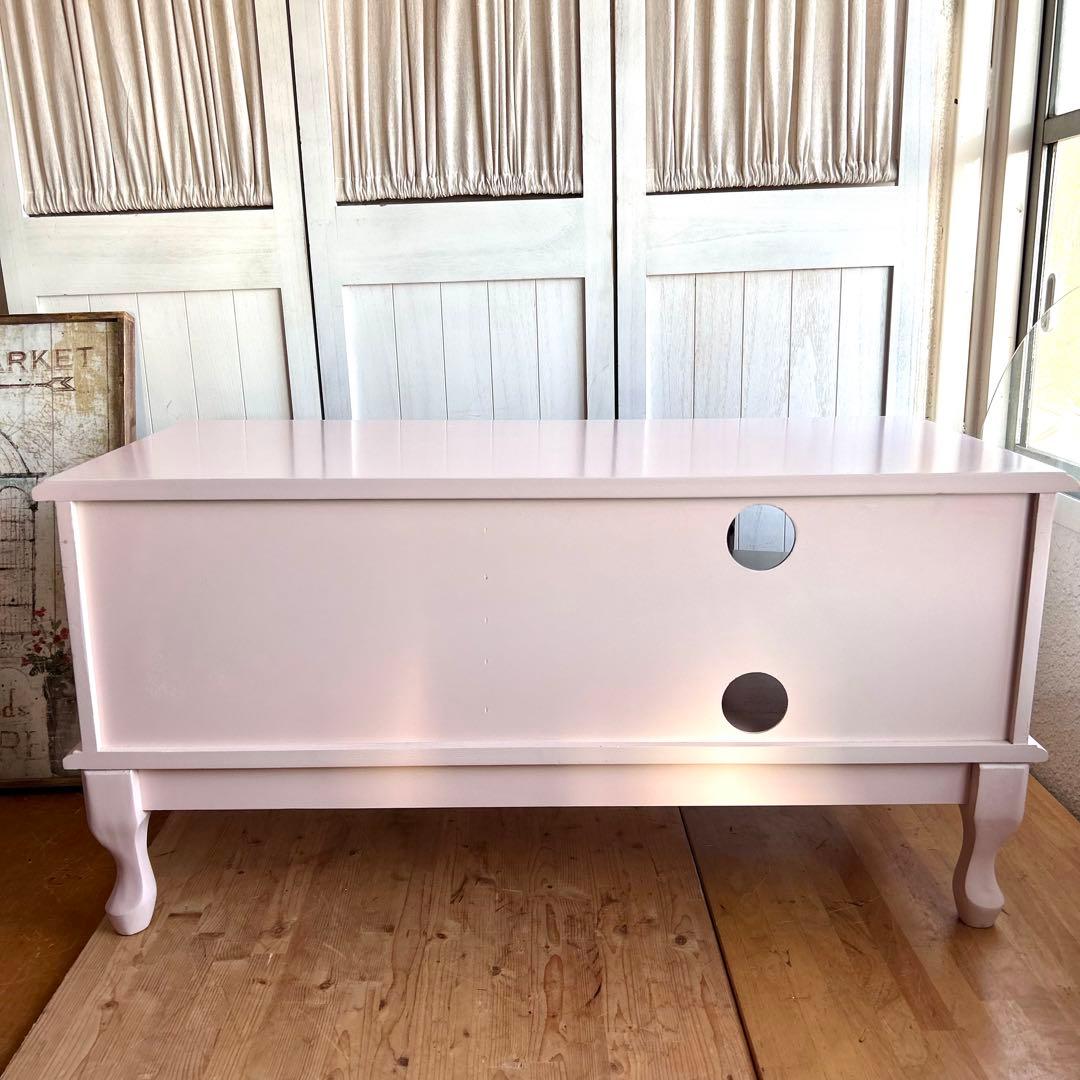 ピンクのテレビボード　フェミニン プリンセス系 幅90cm ロココ調　テレビ台