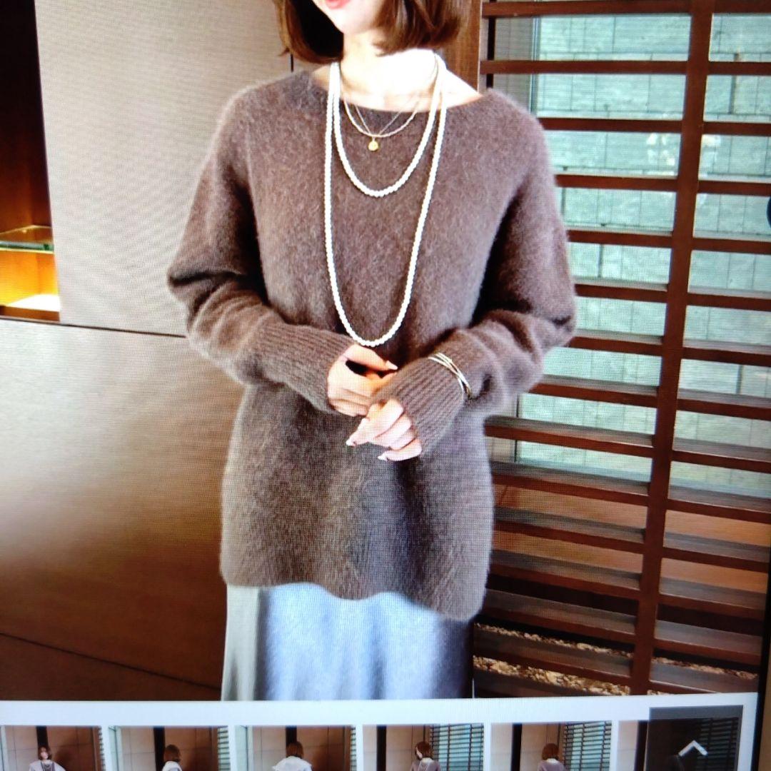 ちーちゃん　Arpegestory FUR2WAYロングニット　茶色