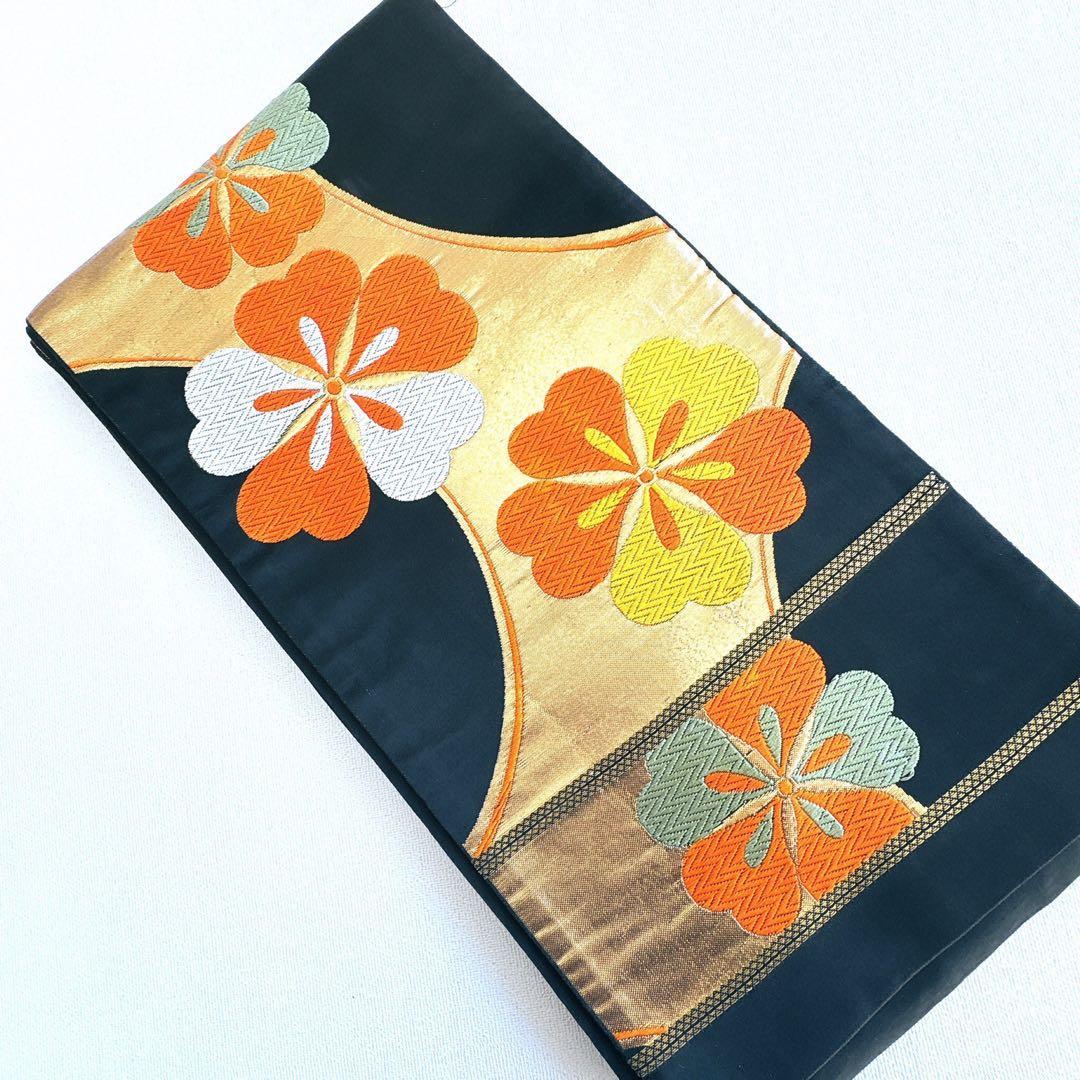 フルセット 七五三 7歳女の子 きもの　オレンジ色　牡丹　小物セット