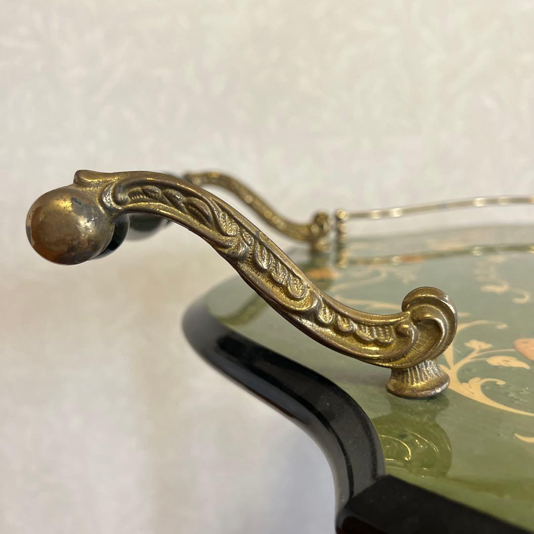 イタリア製　象嵌アンティーク家具　キッチンワゴン　サイドワゴン　キャスターワゴン