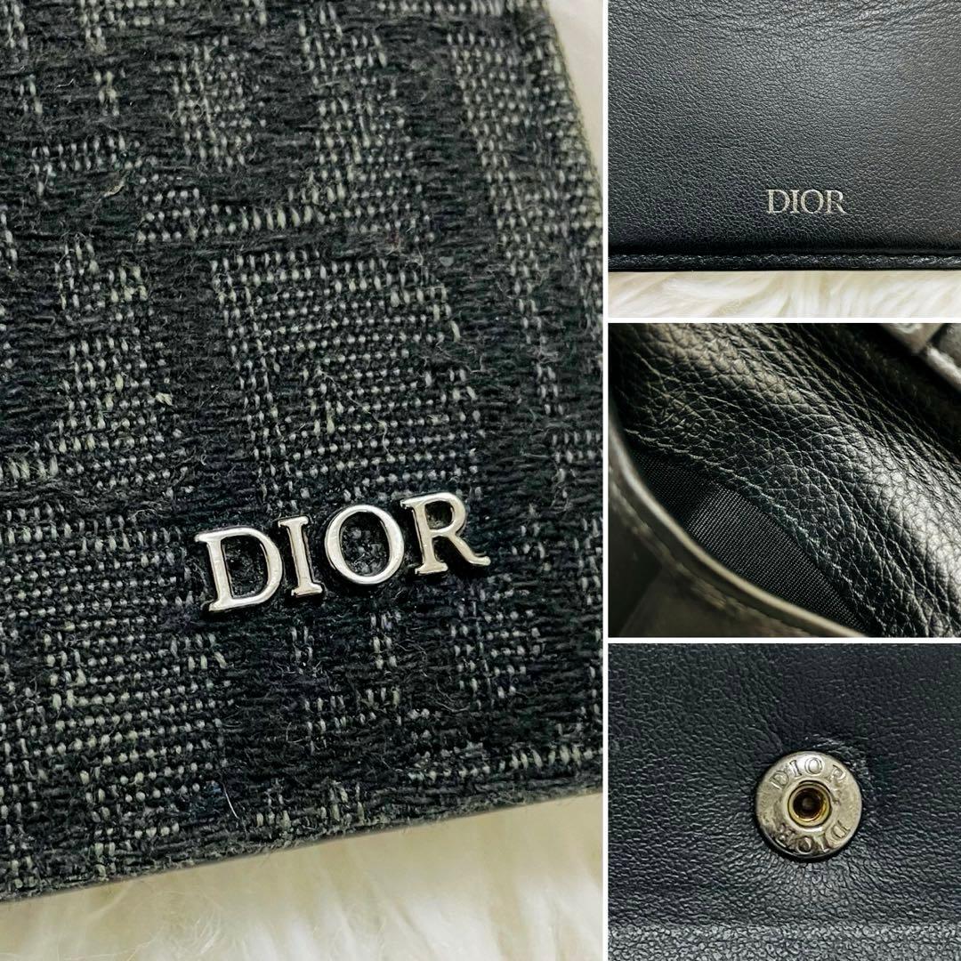 極美✨ディオール 二つ折り財布 オブリーク サドル レザー 黒 新作