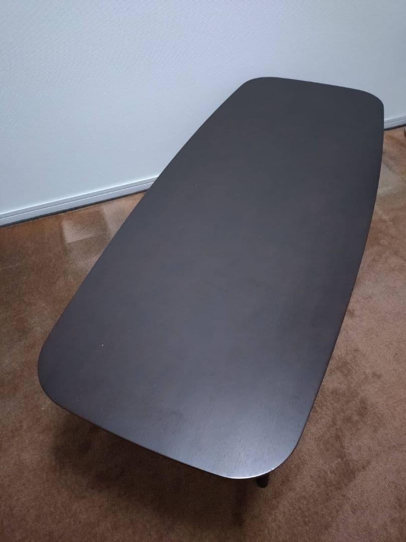 ダークブラウン 楕円形センターテーブル