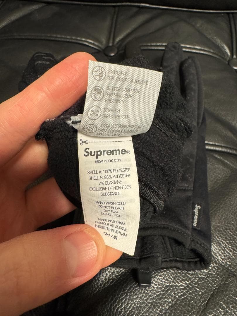 美品 黒 サイズS SUPREME WINDSTOPPER Zip Gloves