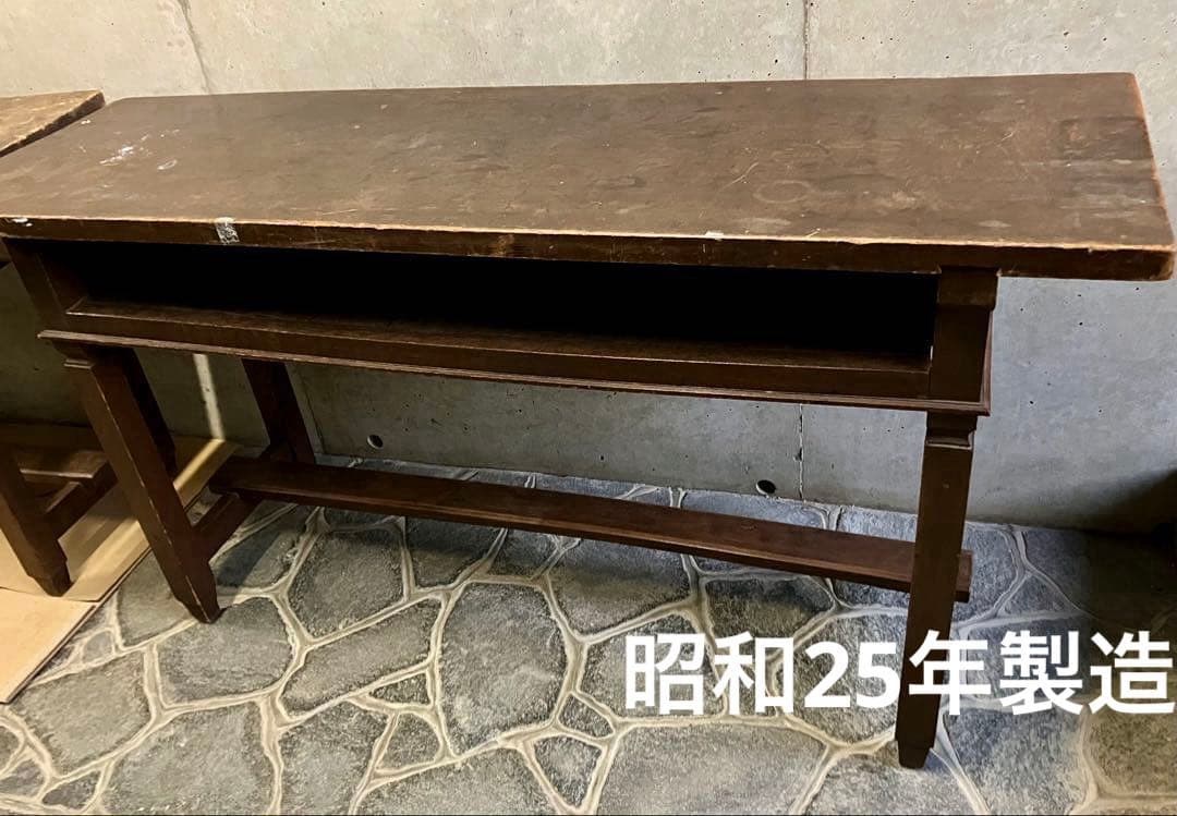ヴィンテージ 昭和レトロ 学校・会議室用テーブル 長卓 文机 一枚板 A