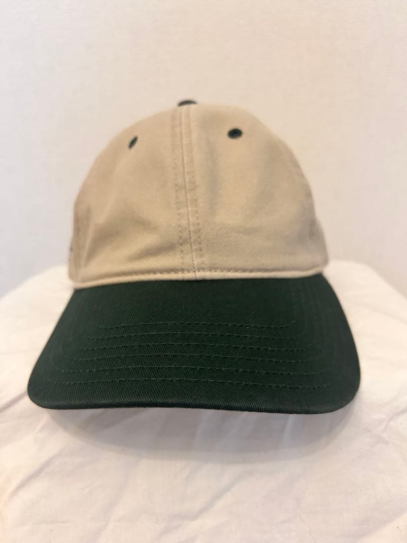 リンカブル　ロゴキャップ　ベージュ×グリーン