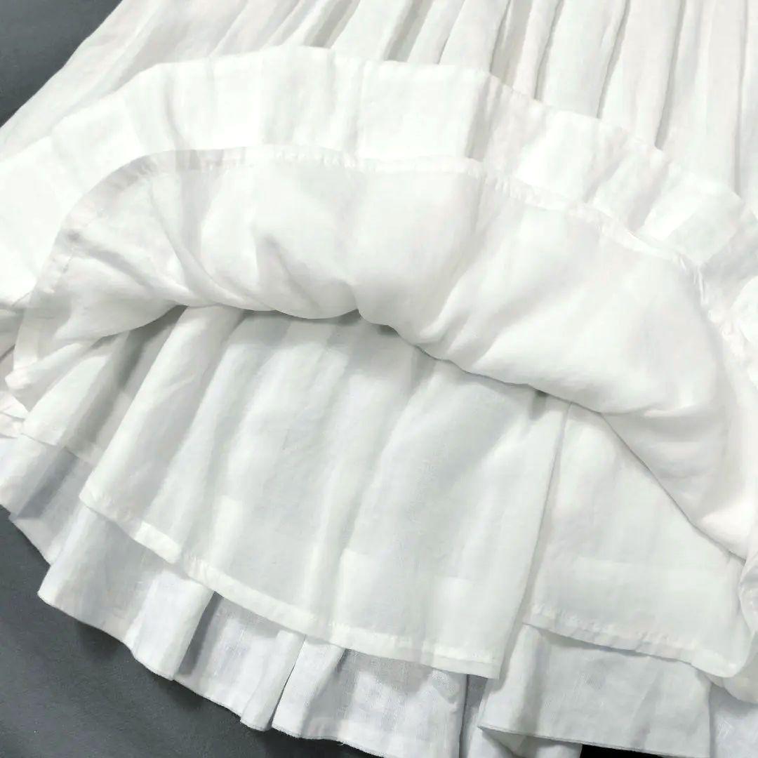 美品　MARGARET HOWELLリネン タックフレアスカート　サイズ1 白