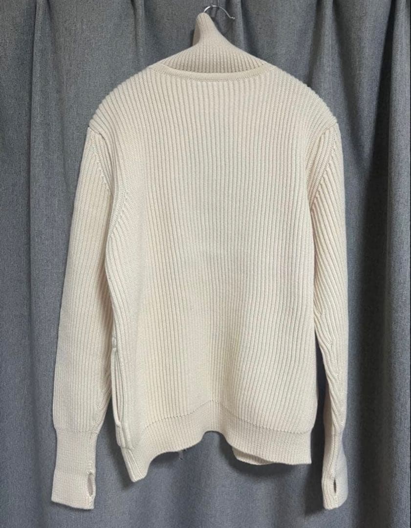 アンデルセンアンデルセン　ドライバーズニット　白　フルジップ