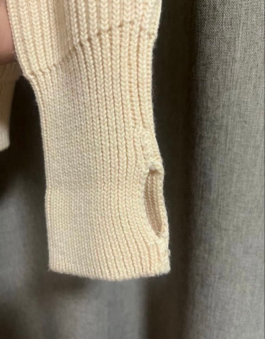 アンデルセンアンデルセン　ドライバーズニット　白　フルジップ