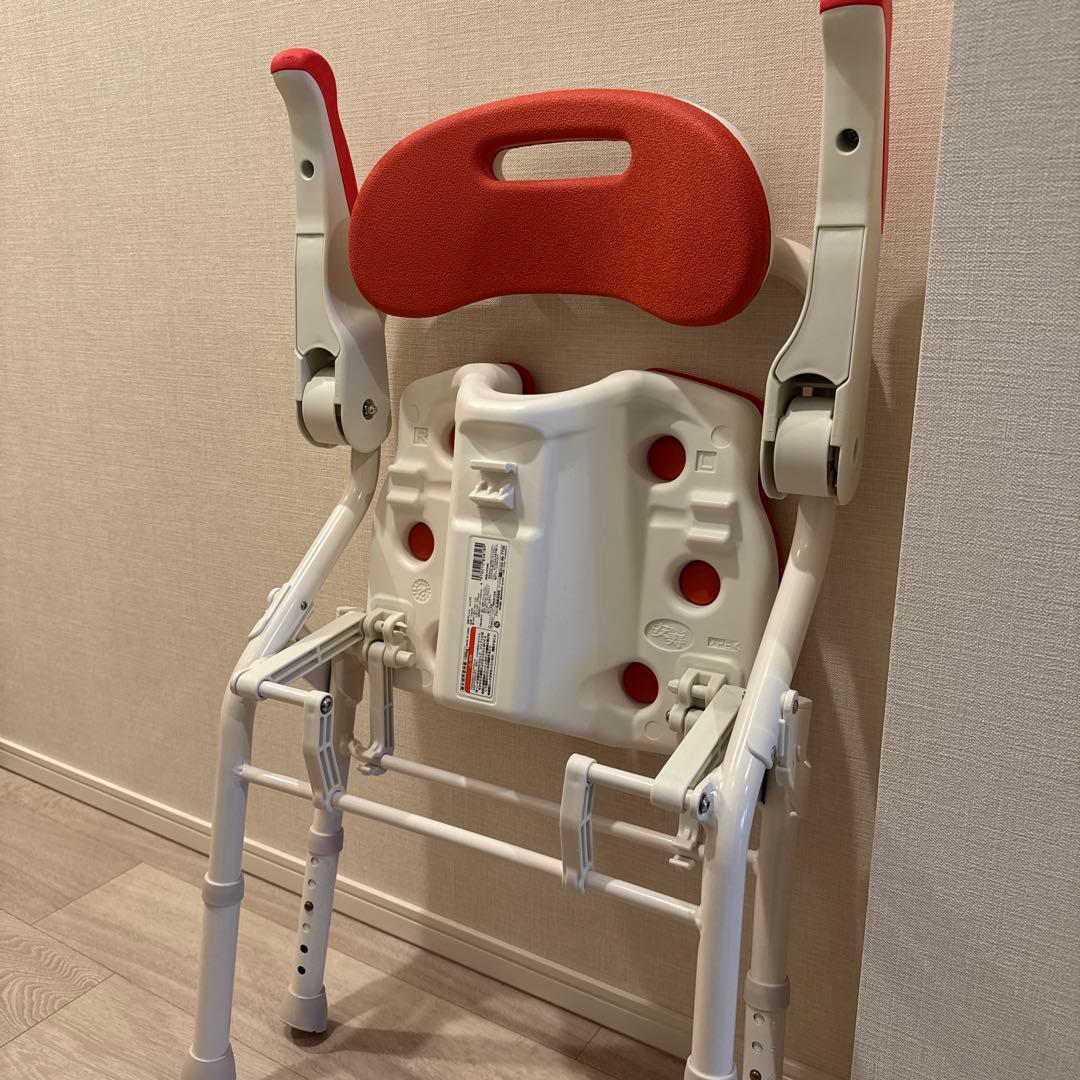 美品【送料込】介護用シャワーチェア 安寿 HPフィット レッド 背もた