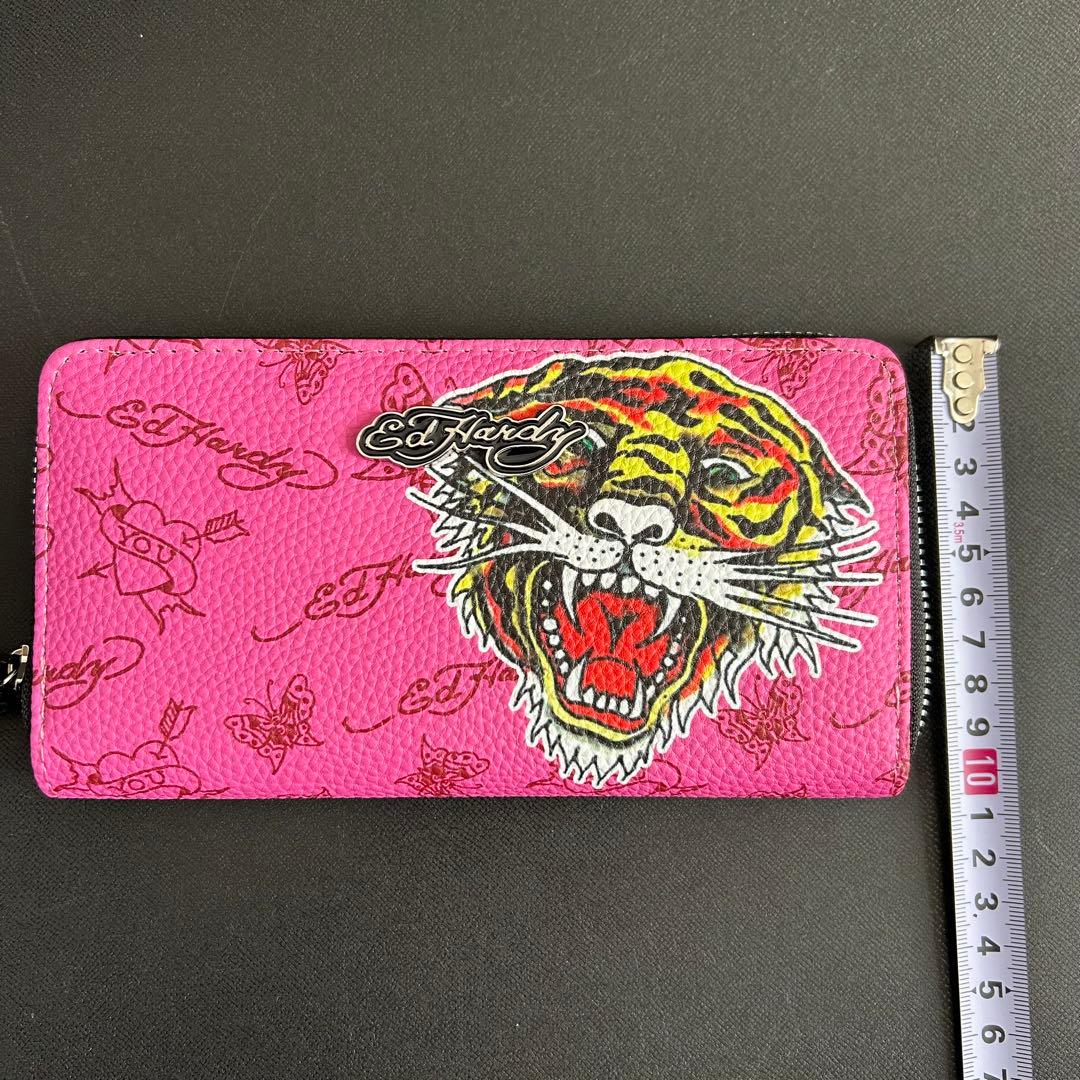 【新品】ED HARDY エドハーディー 長財布 虎　タイガー　ピンク