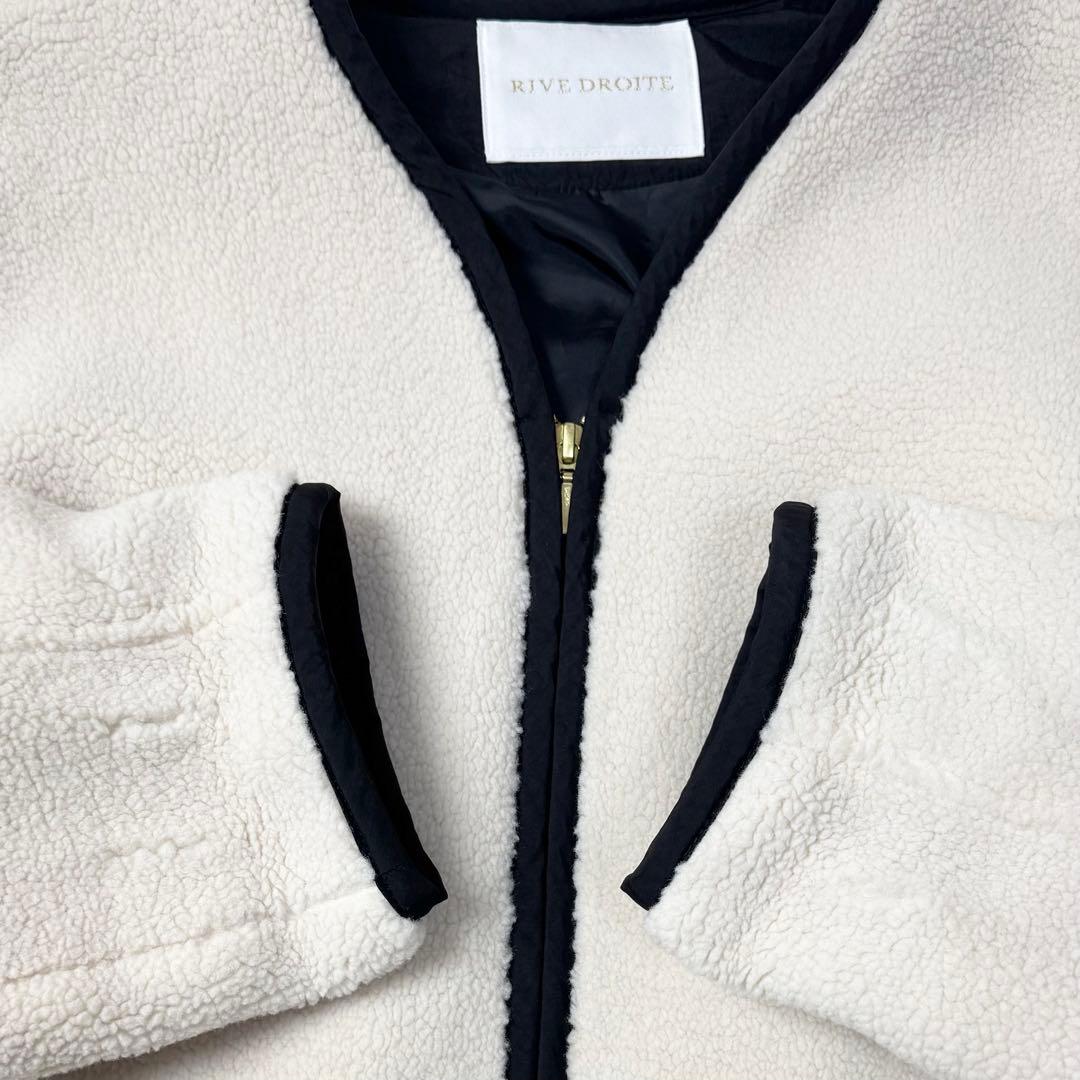 【早い者勝ち！】リヴドロワ　ノーカラーボアコート　オフホワイト