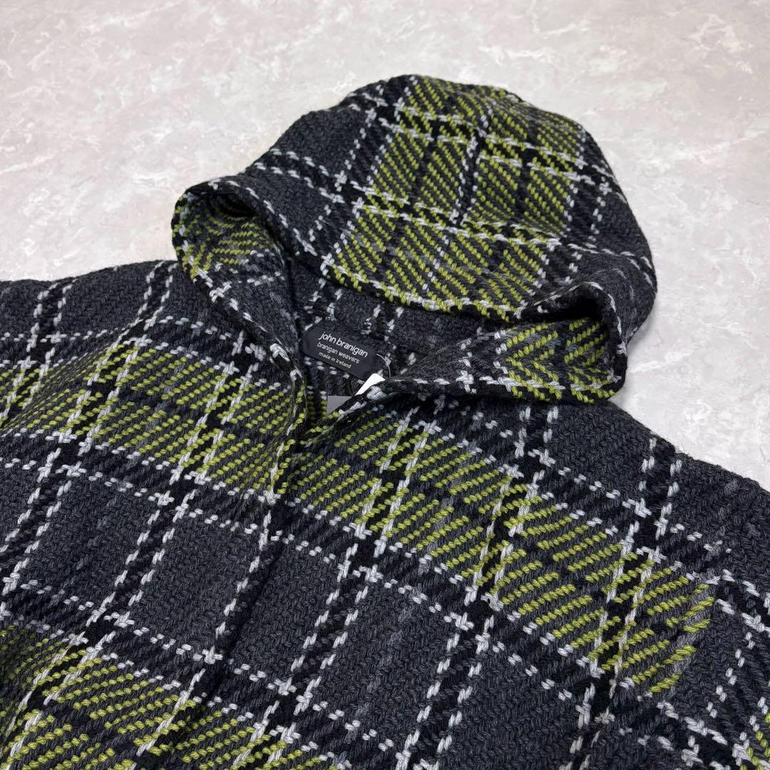 未使用　ジョンブラニガン　ジャーナル別注　ウール　チェック　フード　ニットコート