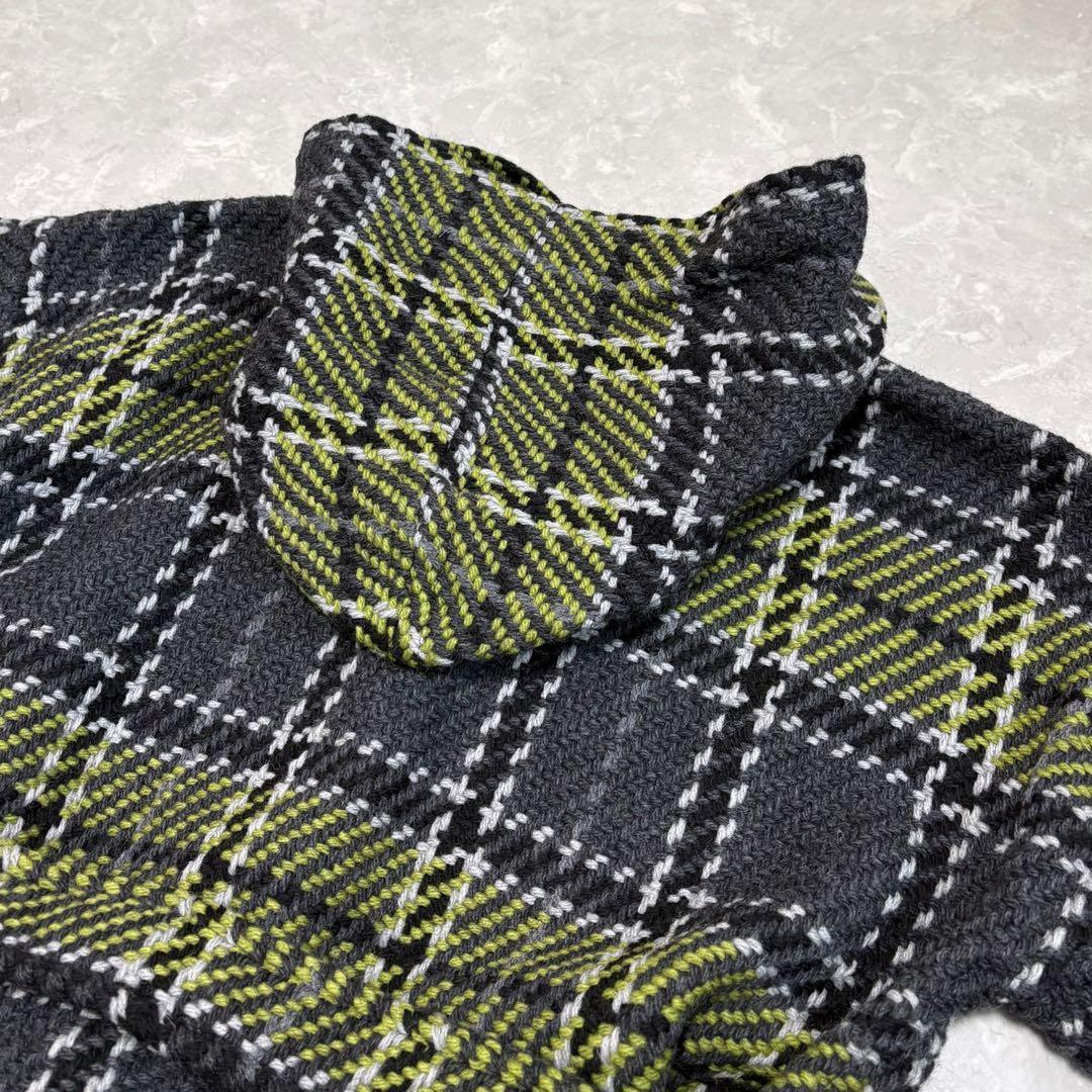 未使用　ジョンブラニガン　ジャーナル別注　ウール　チェック　フード　ニットコート