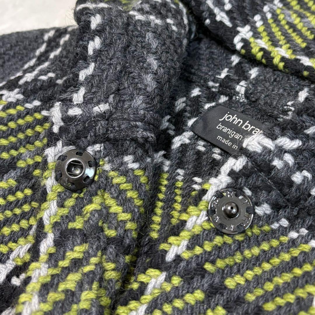 未使用　ジョンブラニガン　ジャーナル別注　ウール　チェック　フード　ニットコート