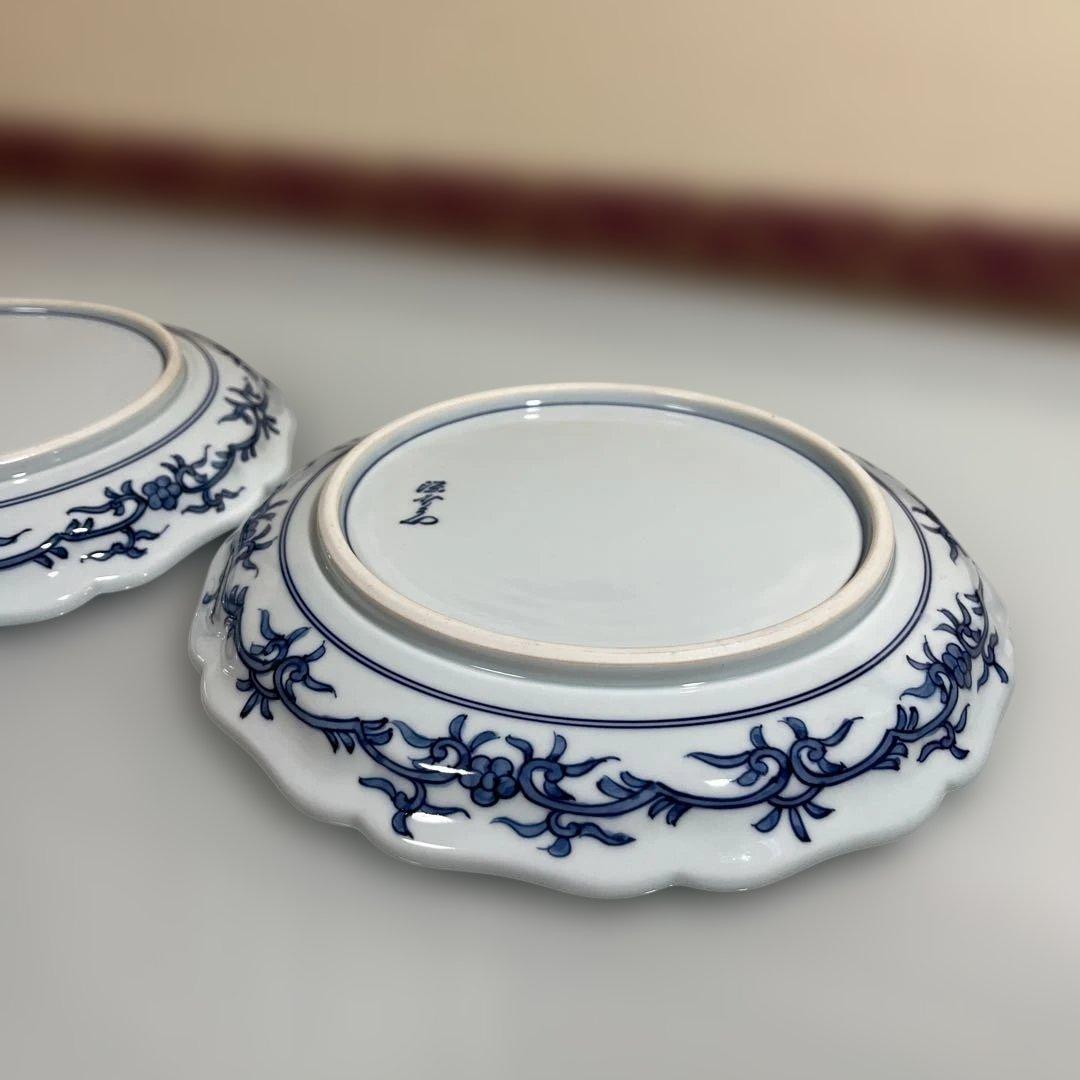 源右衛門　古伊万里風染錦唐花　大皿２枚 22㎝