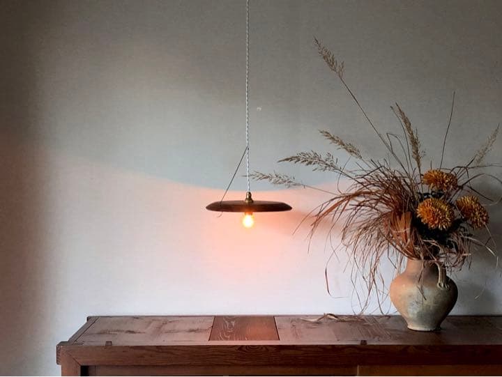 【SALE!】フック付大きなペンダントライト 木製ランプシェード 真鍮 天井照明