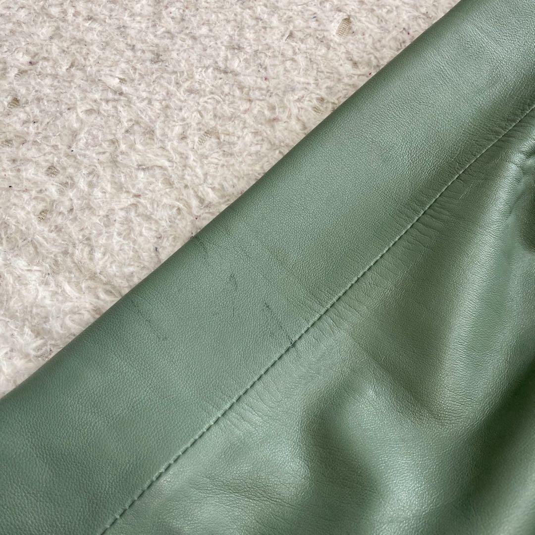 BALMAIN レザージャケット グリーン 11号 オシャレ カッコいい 高級感